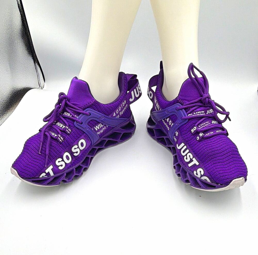 Just So So Men's Purple/White Lace-Up Low Top Mesh Sneakers US 8 EU 39
